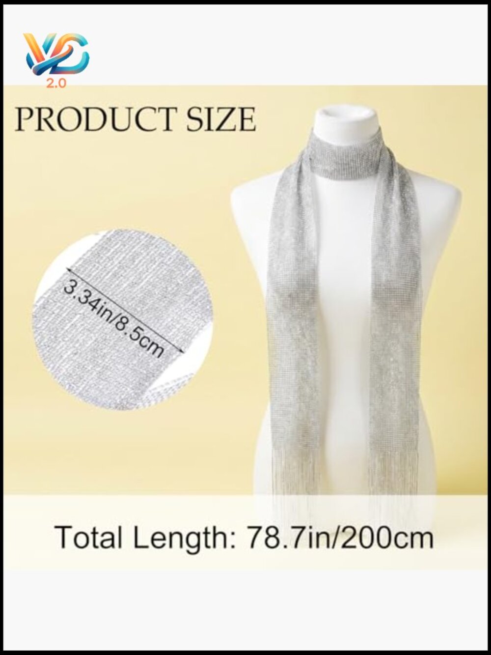 Long Skinny Scarf Sparkly Metallic Knit Multifunctional Necktie Head Wrap Belt - Picture 2 of 7